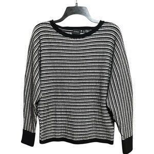 Cyrus Black and White Striped Crew Neck Sweater